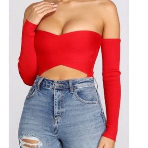 🖤 Windsor Red Wrap Bodysuit